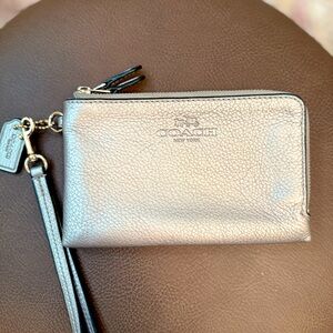 Coach Leather Double Corner Zip Wristlet Wallet